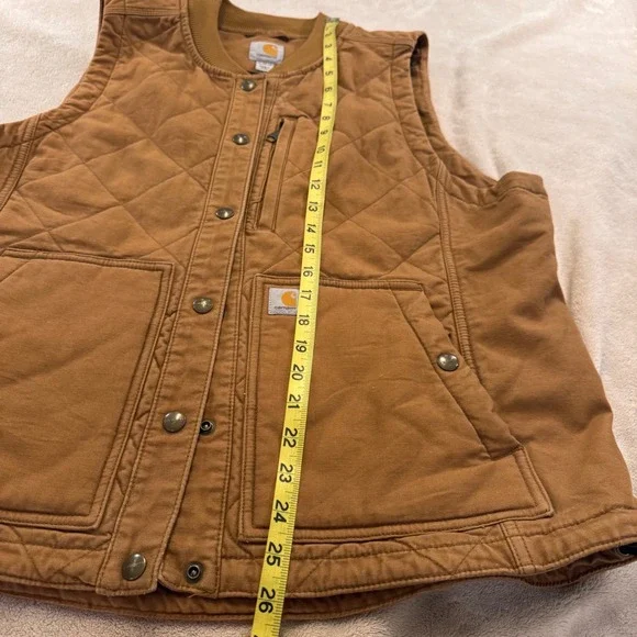 Carhartt Quilted Canvas Utility Vest Brown Workwear Gorpcore Youth XL/Women's S - Picture 9 of 12
